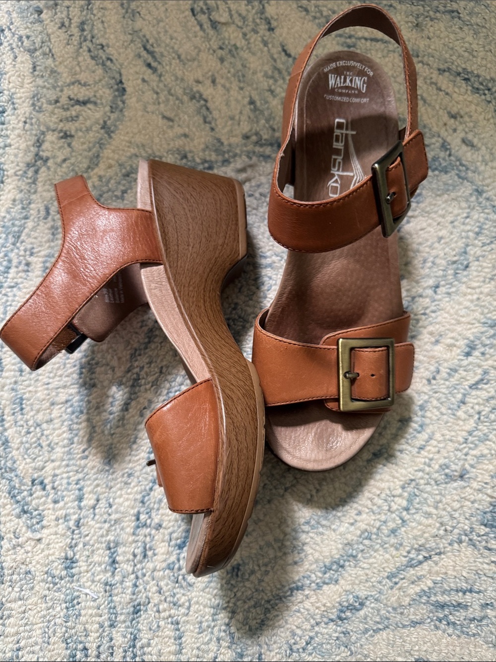 Dansko Jen platform leather walking co sandals chunky wedge heel 39